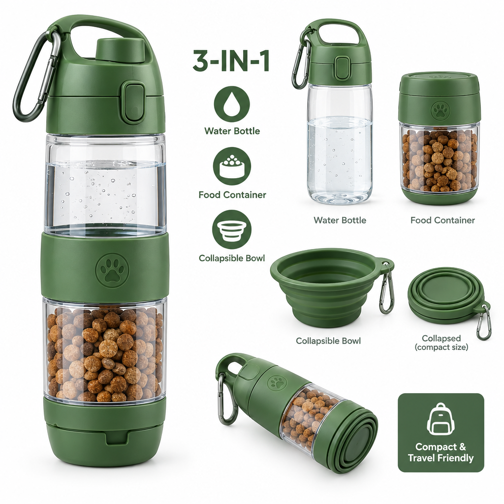 3-in-1 Dog Travel Water Bottle